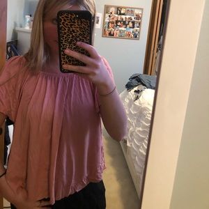 nordstrom off the shoulder pink shirt